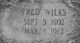 Fred Wilks gravestone