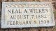 Neal Archie Wilkes 1882-1938 gravestone