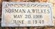 Norman Archie Wilkes gravestone